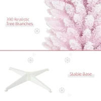 HOMCOM 6' Unlit Snow Flocked Slim Christmas Tree, Pink(m-7)