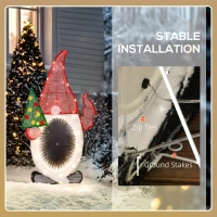 Outsunny Light Up Gnome Yard Decoration, Lighted Elf Gnome Christmas Decoration for Indoor, Outdoor, Garden, Lawn, Red(m-7)