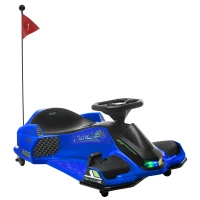 Aosom 12V Electric Drifting Go Kart w/ Slow Start, Music, Lights, Blue(m-11)