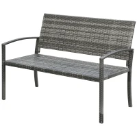 Outsunny Rattan Wicker Loveseat Garden Bench Hand Woven Portable Backyard Gray(m-11)
