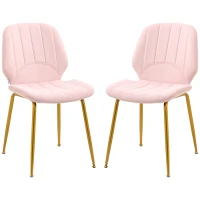 HOMCOM Modern Dining Chairs Set of 2, Upholstered Dining Room Chairs with Backrest, Padded Seat and Steel Legs, Pink(m-11)