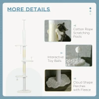PawHut 8.4' Floor to Ceiling Cat Tree, Adjustable Height, White(m-6)