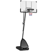 Soozier Basketball Hoop Outdoor, 5-10ft Portable Basketball Goal with 44" Shatterproof Backboard, Rebound System, Wheels(m-11)