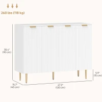 HOMCOM Modern Kitchen Storage Cabinet, Sideboard Buffet Cabinet with Adjustable Shelves for Kitchen Hallway, White(m-3)