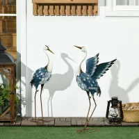 Outsunny Set of 2 Garden Sculptures, Heron Garden Statues for Lawn, Patio, Backyard Decoration, 29" & 27.5", Blue & White(m-2)