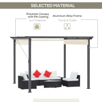 Outsunny 10' x 10' Retractable Pergola Canopy, Patio Gazebo, Sun Shelter with Aluminum Frame for Outdoors, Cream White(m-4)