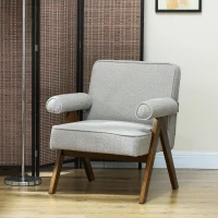 HOMCOM Cashmere Accent Chair Armchair with Wide Seat and Soft Padded Armrests for Reading, Bedroom, Light Grey(m-8)