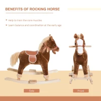 Qaba Kids Ride on Rocking Horse Toddler Plush Toy with Realistic Sounds for 3 Years Old Children - Brown(m-6)