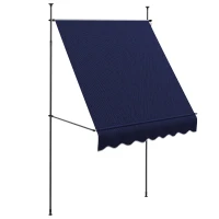 Outsunny 6.5' x 4' Manual Retractable Awning, Non-Screw Freestanding Patio Awning, UV Resistant, for Window or Door, Blue(m-11)