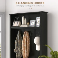 HOMCOM Hall Tree, Entryway Bench with Coat Rack, Black(m-5)
