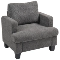 HOMCOM Modern Armchair, Upholstered Chenille Accent Chair with Wood Frame and Back Pillow for Living Room, Dark Grey(m-2)