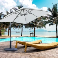 Outsunny 31 lbs Resin Round Market Umbrella Base Holder 19" Decorative Parasol Stand for Patio, Outdoor, Backyard, Bronze(m-8)