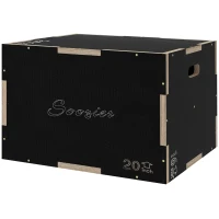 Soozier 24/20/16 In Wooden Plyometric Jump Box with Handle Openings for Home Gym Workout Training(m-11)