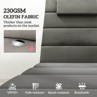 Outsunny Foldable Chaise Lounge Cushion Set of 2, Outdoor Lounge Chair Cushion Set, UPF50+ 230gsm Olefin, 80" x 26" Dark Gray(m-4)