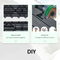 Outsunny 11 Pcs Plastic Interlocking Deck Tiles, 12" x 12" Non-slip Flooring Tiles for Indoor Outdoor Patio Balcony, Grey(m-6)