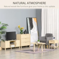 HOMCOM Narrow Nightstand with Rattan Elements, Bedside Table with Drawer and Storage Shelf for Bedroom, Natural(m-6)