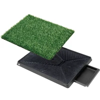 PawHut Dog Grass Pad with Tray, Artificial Grass for Dogs, Doggy Bathroom Toilet Potty Tray Indoor Outdoor Puppy Potty Training (51 x 63 CM)(m-11)