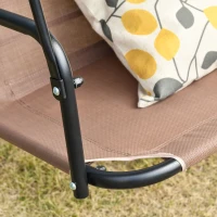 Outsunny 2-Seater Patio Swing Chair, Outdoor Adjustable Canopy Porch Swing with Armrests, Texeline Fabric and Steel Frame, Brown(m-8)