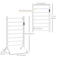 HOMCOM 8-Bar Heated Towel Warmer Rack with Built-in Timer and LED Indicators, Wall Mounted & Free Standing Carbon Steel Electric Towel Bar with Adjustable Temperature, White(m-3)