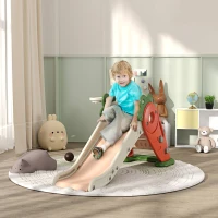 Qaba 3 in 1 Toddler Slide for Kids Age 1-3 Years, Foldable Carrot-themed Baby Slide with Basketball Hoop, Orange(m-2)