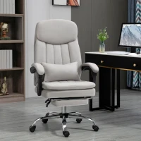 Vinsetto Executive Office Chair with Vibration Massage, Microfibre Swivel Desk Chair, Heated Reclining Computer Chair with Lumbar Support Pillow, Footrest, Light Gray(m-2)
