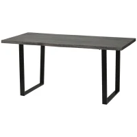 HOMCOM 63" Wavy-Edge Modern Dining Table for 6 People, Wooden Kitchen Table, Metal Legs, Rectangle Dinner Table, Gray(m-11)