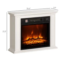 HOMCOM 26" Freestanding Electric Fireplace with Mantel, 1400W Replaceable Fireplace Insert Heater with 3D Flame Effect, WHite(m-3)