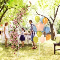 Outsunny Metal Arch Backdrop Stand Set of 3, 7/6.5/6 ft Wedding Arch Frame, Balloon Backdrop Arch Stand Set for Birthday Party, Bridal Shower, Graduation, Ceremony, Banquet Decorations, White(m-7)