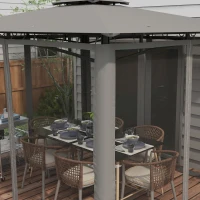 Outsunny 10' x 12' Outdoor Gazebo with Nettings, Patio Gazebo Canopy for Patio Garden Backyard Deck, Dark Grey(m-10)