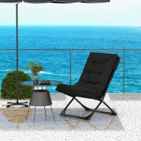 Outsunny Outdoor Folding Lawn Chair, Foldable Chair with Cushion, Armrest and Steel Frame for Poolside, Deck, Backyard(m-1)