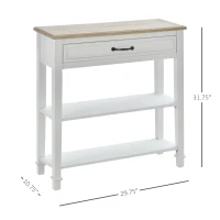 HOMCOM Modern Style Sofa Console Entry Hallway Table with Drawer and Shelves, Sturdy Build, and Large Storage, White(m-3)