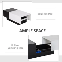 HOMCOM Rectangular Wooden Chest Coffee Table with Slide Top Trunk Storage, Black and White(m-4)