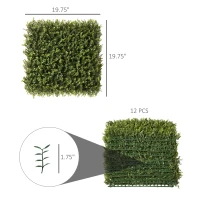 Outsunny 12PCs Grass Wall Panels, 20" x 20" Artificial Grass Wall Decor, Greenery Backdrop Panels Wall for Outdoor, Indoor, Garden, Fence, Backyard, Green(m-3)