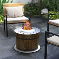 Outsunny Smokeless Fire Pit, Portable Camping Bonfire Stove with Mat for Backyard, Patio, Picnic, Magnesium Oxide, Brown(m-10)