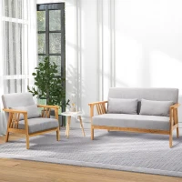 HOMCOM Round Coffee Table, Carved Floral End Table with Tray-style Top and Wooden Legs for Living Room(m-1)