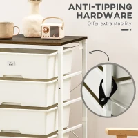 HOMCOM Dresser Storage Drawers with 6 Plastic Bins and Steel Frame, Crafting Bins for Living Room, Bedroom, White(m-6)