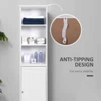 kleankin Tall Bathroom Storage Cabinet, Freestanding Tower Cabinet with Adjustable Shelf, 3 Open Shelves, White(m-7)