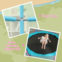 Qaba Trampoline for Kids, 4.6FT Mini Toddler Trampoline Indoor Outdoor with Handlebar, Safety Enclosure Net, Pink(m-5)