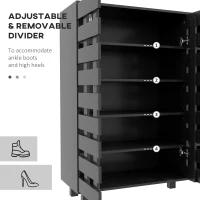 HOMCOM Shoe Cabinet, 21 Pair Shoe Storage Cabinet Organizer with 5-tier Double Door Cupboard and 5-tier Open Shelves, Black(m-5)