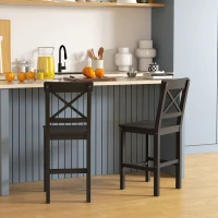 HOMCOM Counter Height Stools Set of 2, Farmhouse Bar Stools with Backs, Solid Wood Counter Stools for Kitchen Island(m-8)