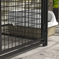 PawHut Cat Cage Multi-Level Catio Steel Outdoor Cat Enclosure w/ UV-and Water Resistant Cover, 5 Platforms, Soft Pads, Black(m-10)