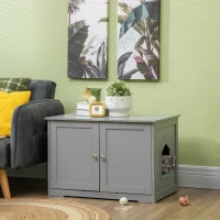 PawHut Modern Cat Litter Box Enclosure with Adjustable Partition for Customizable Space, Cat Washroom End Table for Indoor Cats with Hidden Storage Cabinet Space, Dark Gray(m-10)