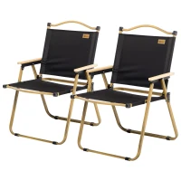 Outsunny Set of 2 Camping Chair, Lightweight Folding Chair, Portable Armchairs, Excellent for Festivals, Fishing, Beach and Hiking, Black(m-11)