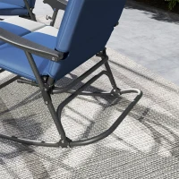 Outsunny Outdoor Rocking Chairs Set of 2, Folding Rocking Chair Set, 400 lbs. Capacity, Wide Seat, Padded High Back, Dark Blue(m-9)