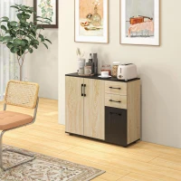 HOMCOM Modern Sideboard Cabinet, Freestanding Sideboards and Buffets with 3 Doors, 2 Drawers and Adjustable Shelf(m-9)