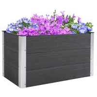 Outsunny 3' x 2' x 2' Raised Garden Bed, Wood Plastic Planter Box for Flowers, Vegetable, Herb, Grey(m-3)