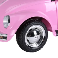 Aosom 6V Licensed Volkswagen Beetle Kids Electric Ride-On Car Battery Powered Motorized Vehicles W/ Remote Control,Horn Lights, MP3,Suspension,for 3-6 Years Old,Pink(m-10)
