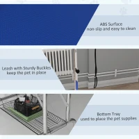 PawHut Foldable Grooming Table for Dogs with Height Adjustable Grooming Arm, Storage Shelf, Blue(m-7)