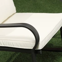 Outsunny 3 Pieces Patio Wicker Rocking Chairs Table Set, Outdoor PE Rattan Furniture with 2 Rockers & 1 Coffee Table w/ Padded Cushions for Deck, Backyard, Garden, Cream White(m-7)