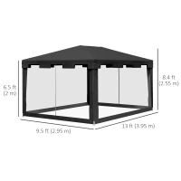 Outsunny 10 × 13 ft Outdoor Gazebo Canopy with Mesh Sidewalls – Party Tent Shade(m-3)